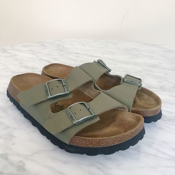 sage green birkenstocks